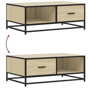 vidaXL Tavolino Rovere Sonoma 90x57x35 cm Legno Multistrato e Metallo