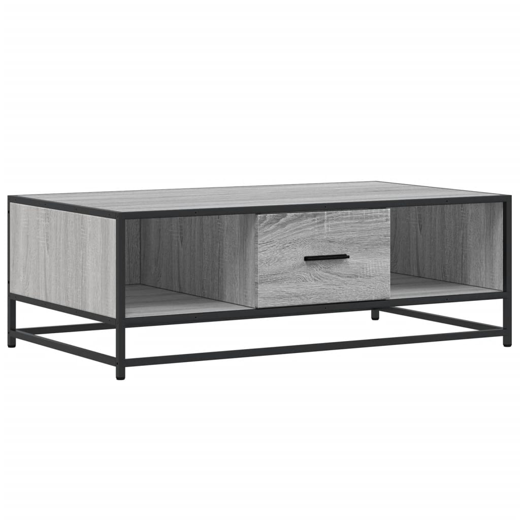 vidaXL Tavolino Grigio Sonoma 100x57x35 cm Legno Multistrato e Metallo