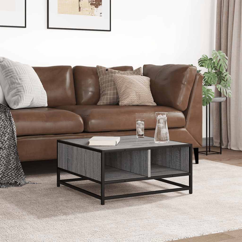 Tavolino Grigio Sonoma 60,5x60,5x30 cm in Truciolato e Metallo 848767