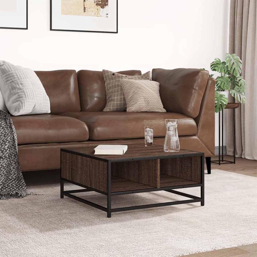 vidaXL Tavolino Rovere Marrone 60,5x60,5x30 cm in Truciolato e Metallo