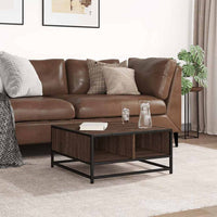 vidaXL Tavolino Rovere Marrone 60,5x60,5x30 cm in Truciolato e Metallo