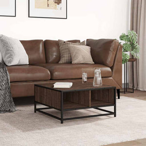 vidaXL Tavolino Rovere Marrone 60,5x60,5x30 cm in Truciolato e Metallo