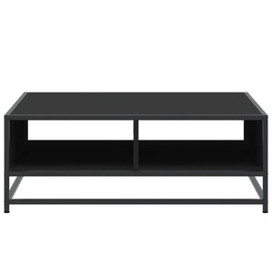 Tavolino da Salotto-Tavolino da soggiorno-Tavolo Nero 80x80x30 cm in Truciolato e Metallo