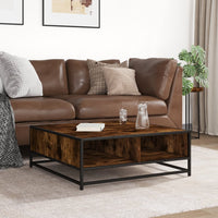 Tavolino Rovere Fumo 80x80x30 cm in Truciolato e Metallo 848771