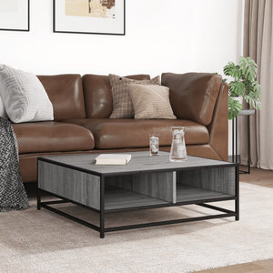 Tavolino Grigio Sonoma 80x80x30 cm in Truciolato e Metallo 848772