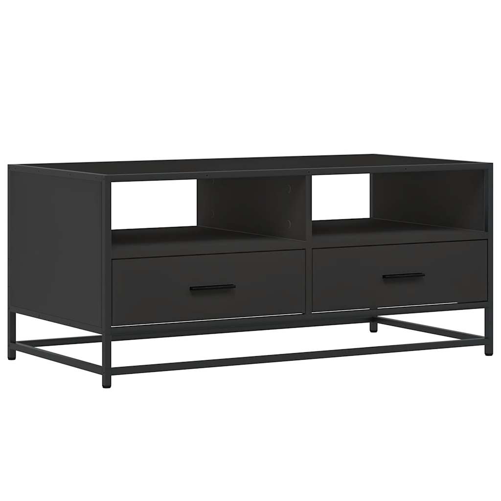 Tavolino Salotto Nero 100x50x45 cm Legno Multistrato e Metallo 848784