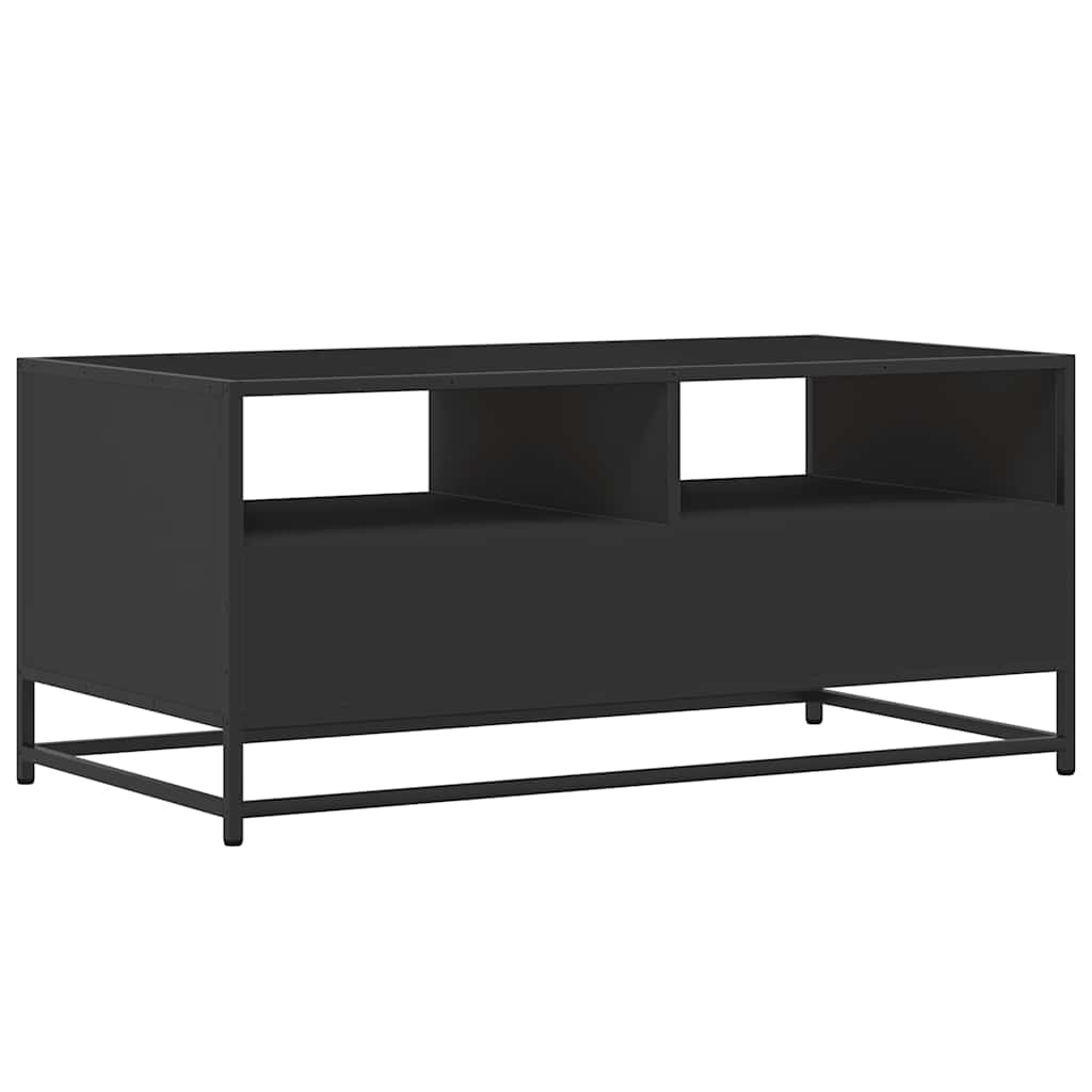 Tavolino Salotto Nero 100x50x45 cm Legno Multistrato e Metallo 848784