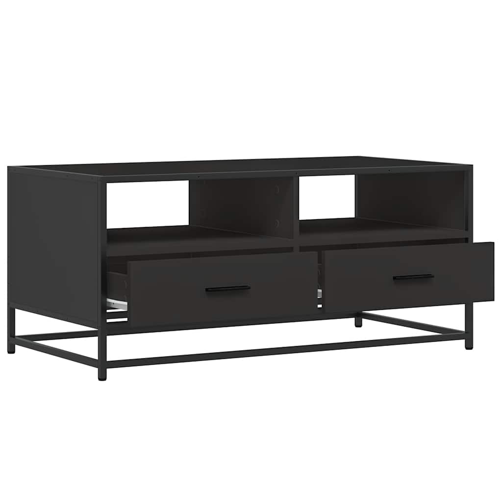Tavolino Salotto Nero 100x50x45 cm Legno Multistrato e Metallo 848784