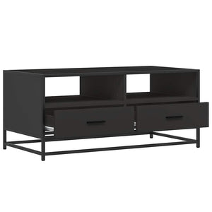 Tavolino Salotto Nero 100x50x45 cm Legno Multistrato e Metallo 848784