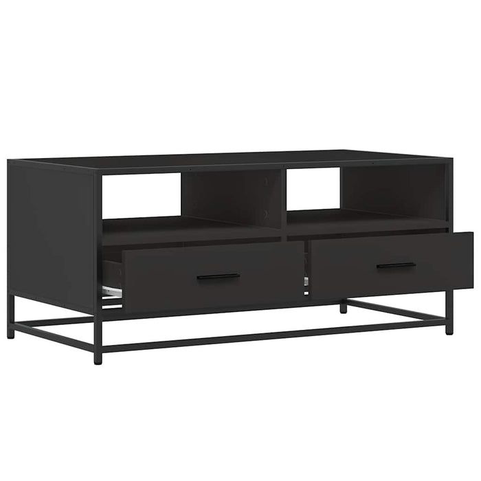 Tavolino Salotto Nero 100x50x45 cm Legno Multistrato e Metallo 848784