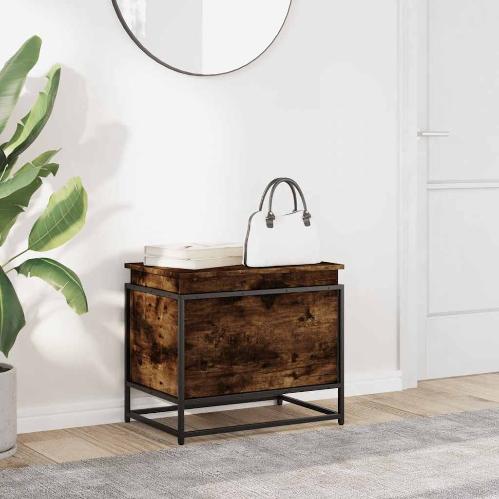 vidaXL Contenitore con Coperchio Rovere Fumo 60x40x51,5cm Truciolato