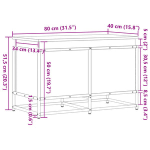 Contenitore con Coperchio Nero 80x40x51,5 cm in Truciolato