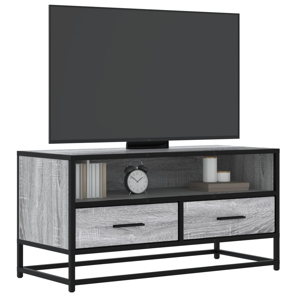 Mobile TV Grigio Sonoma 80x34,5x40 cm Legno Multistrato Metallo 848812