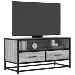 Mobile TV Grigio Sonoma 80x34,5x40 cm Legno Multistrato Metallo 848812