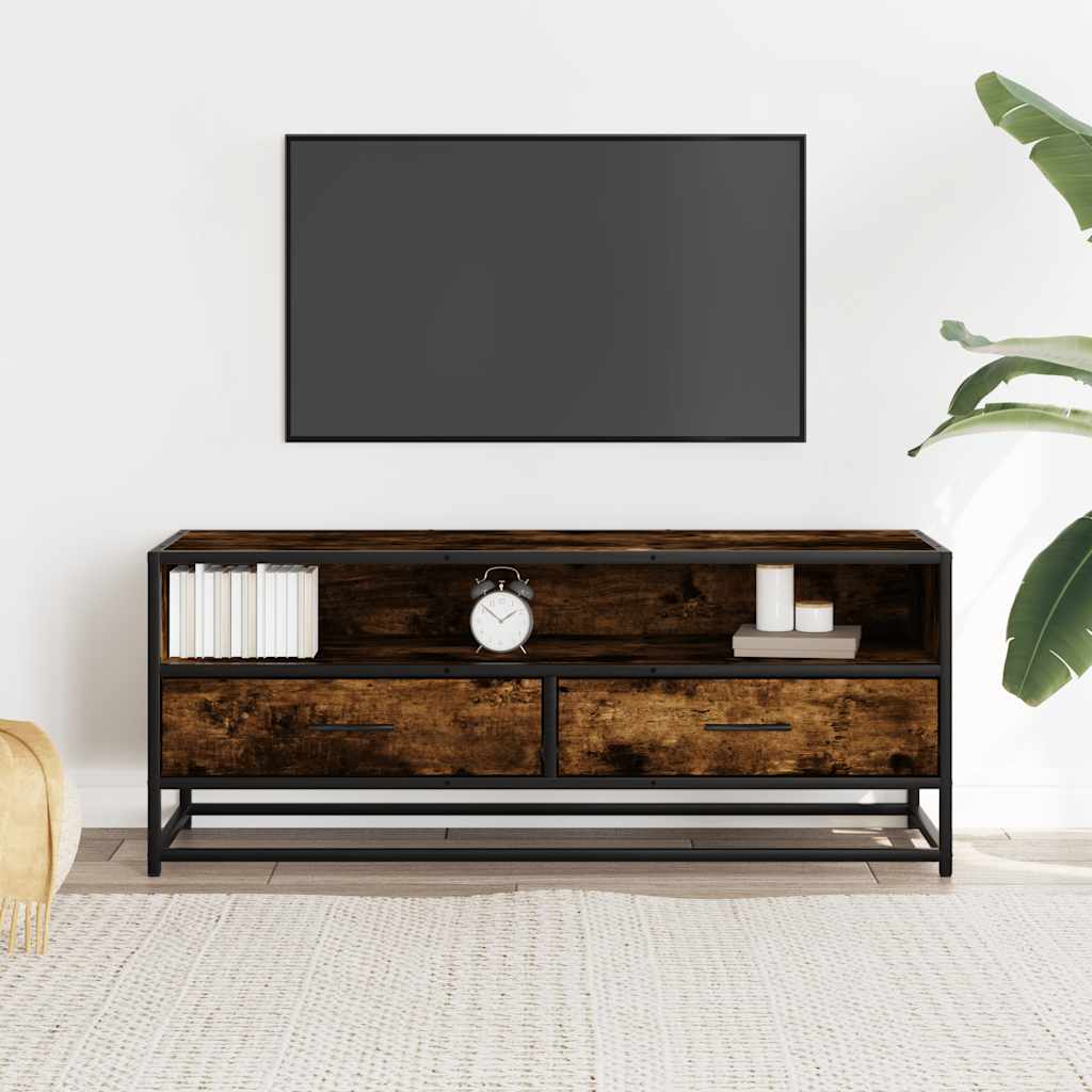 Mobile TV-Credenza per TV-Console TV Rovere Fumo 100x34,5x40cm Legno Multistrato e Metallo
