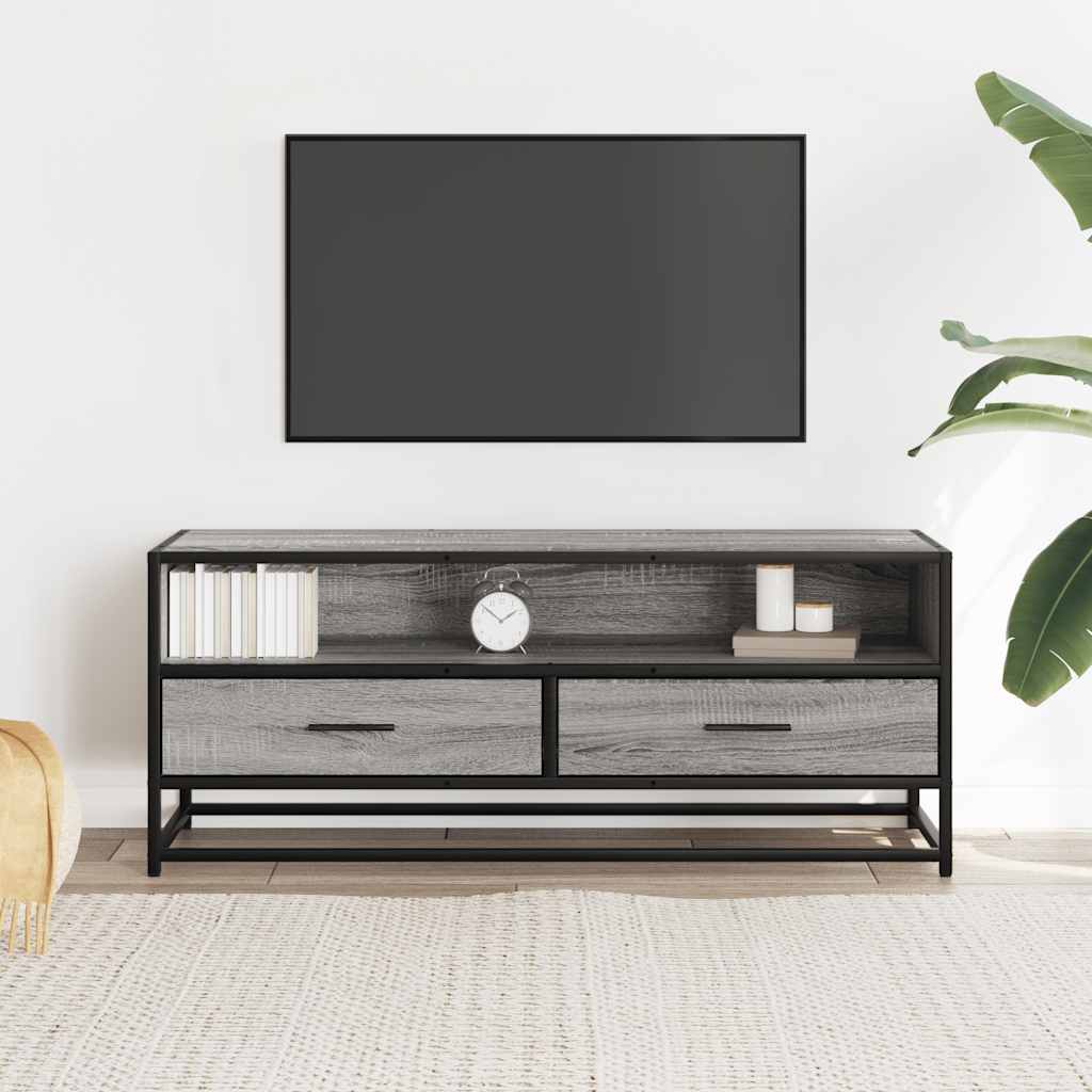 Mobile TV-Credenza TV-Console TV Grigio Sonoma 100x34,5x40cm Legno Multistrato Metallo