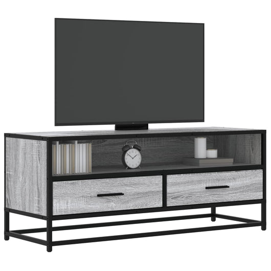 Mobile TV-Credenza TV-Console TV Grigio Sonoma 100x34,5x40cm Legno Multistrato Metallo