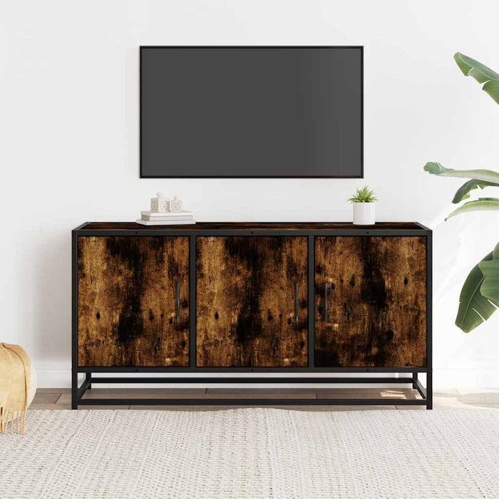 Mobile TV-Credenza per TV-Console TV Rovere Fumo 100x35x50 cm Legno Multistrato e Metallo