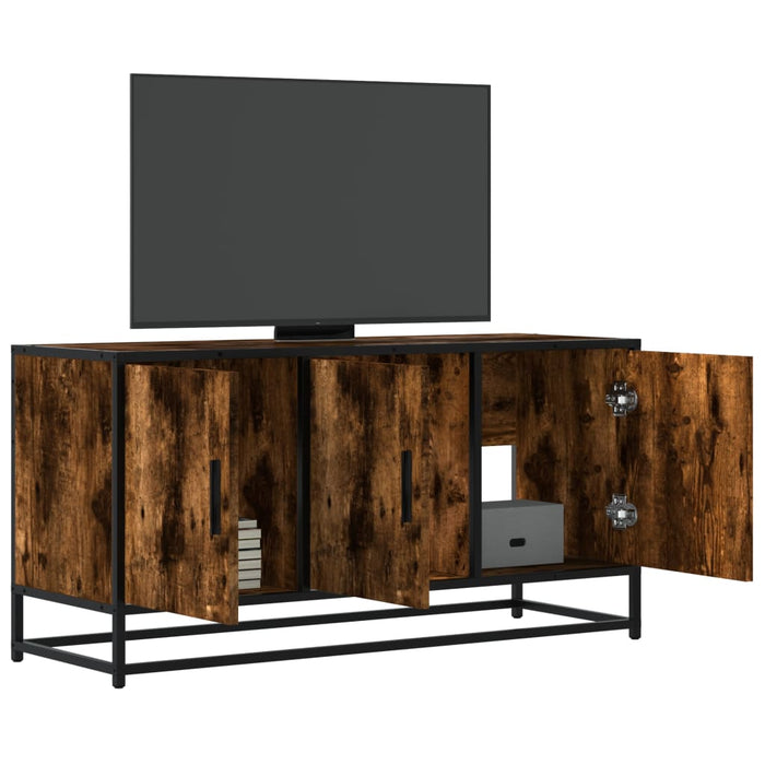 Mobile TV-Credenza per TV-Console TV Rovere Fumo 100x35x50 cm Legno Multistrato e Metallo