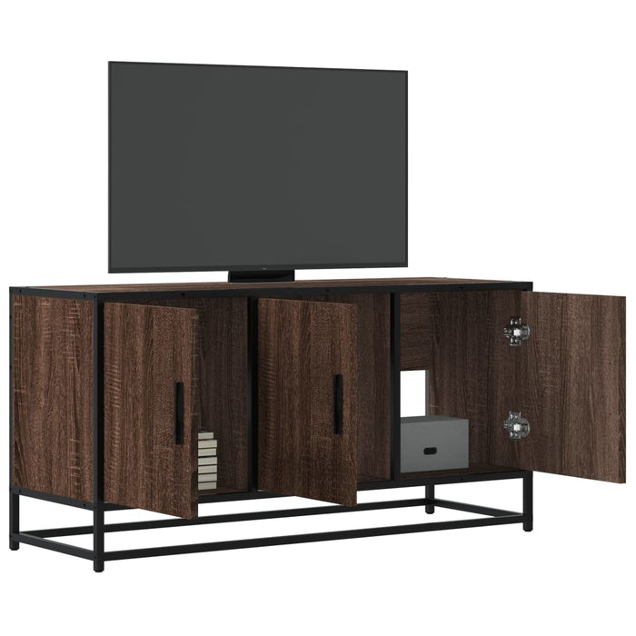 Mobile TV Rovere Marrone 100x35x50 cm Legno Multistrato Metallo 848833