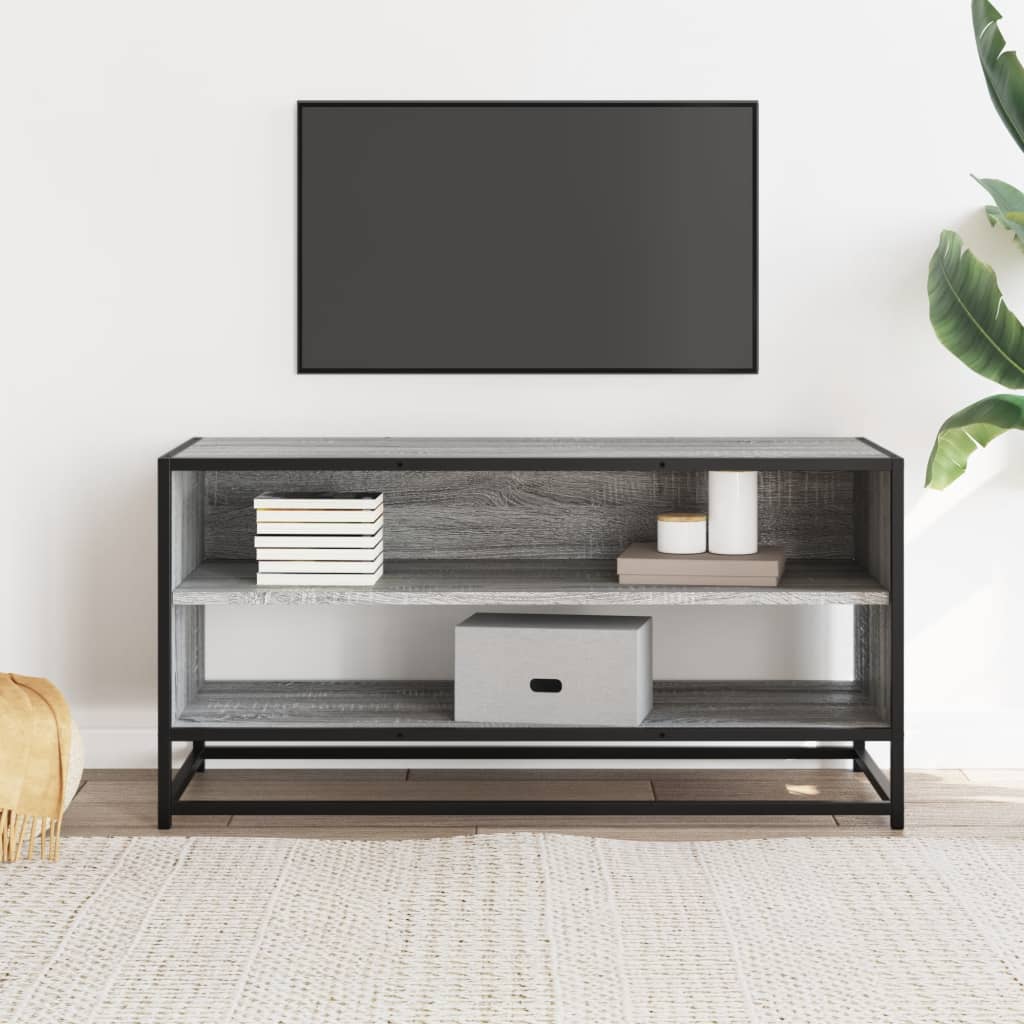Mobile TV Grigio Sonoma 91x40x46 cm Legno Multistrato e Metallo 848887