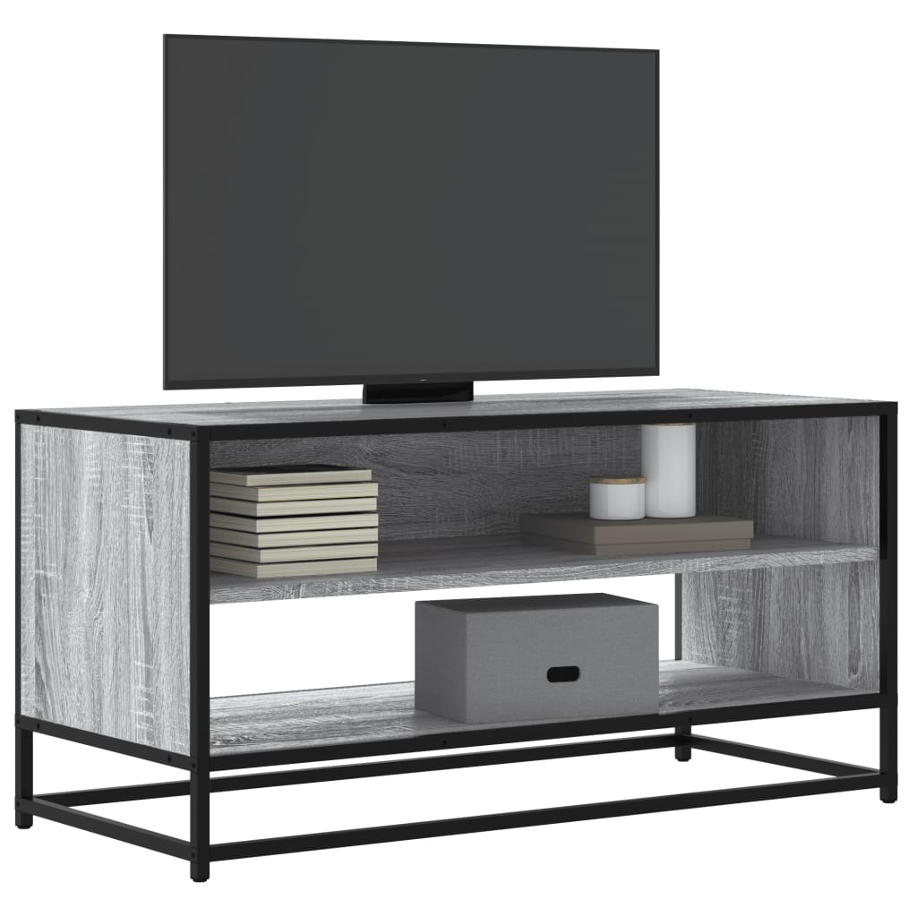 Mobile TV Grigio Sonoma 91x40x46 cm Legno Multistrato e Metallo 848887