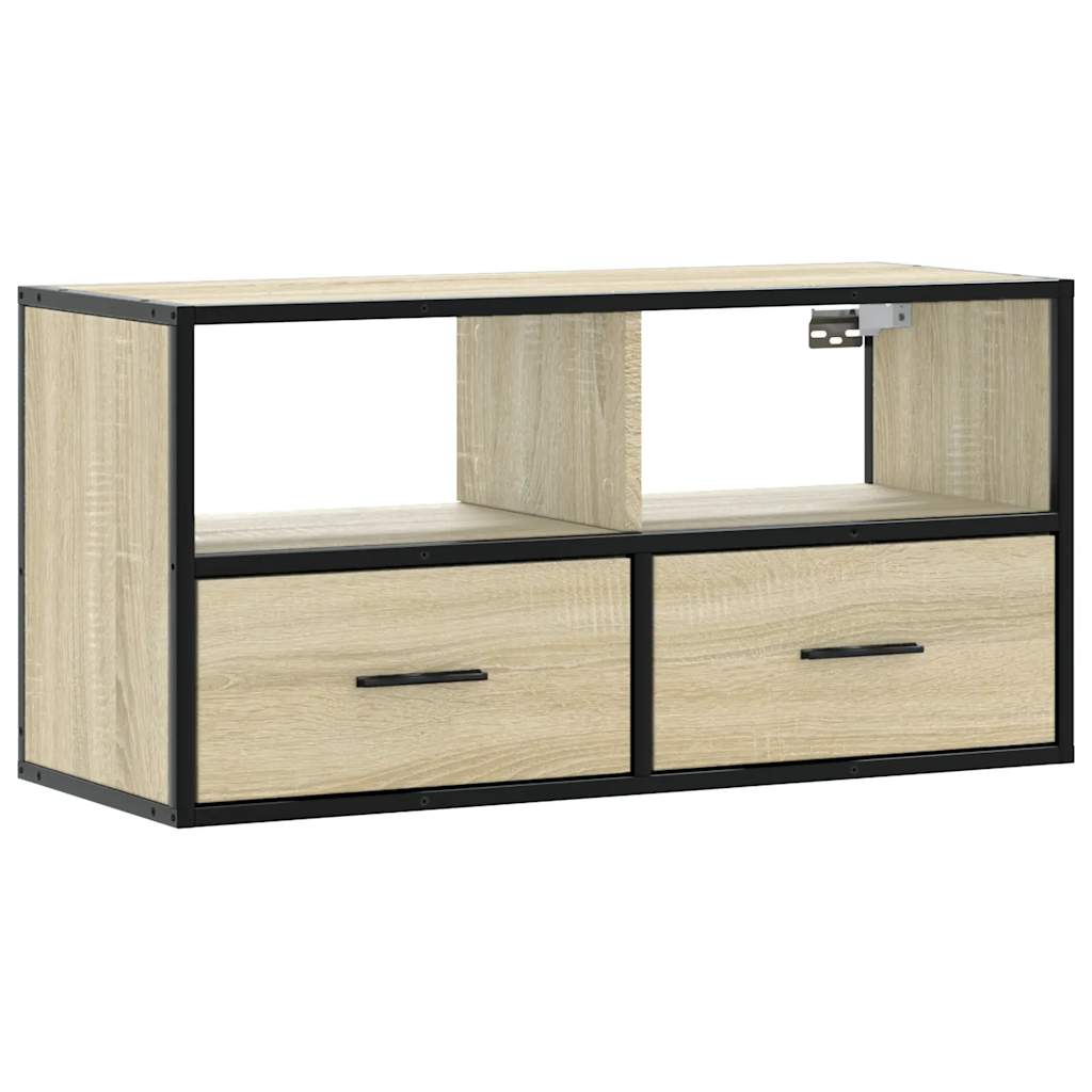 Mobile TV Rovere Sonoma 80x31x39,5 cm Legno Multistrato Metallo 848920