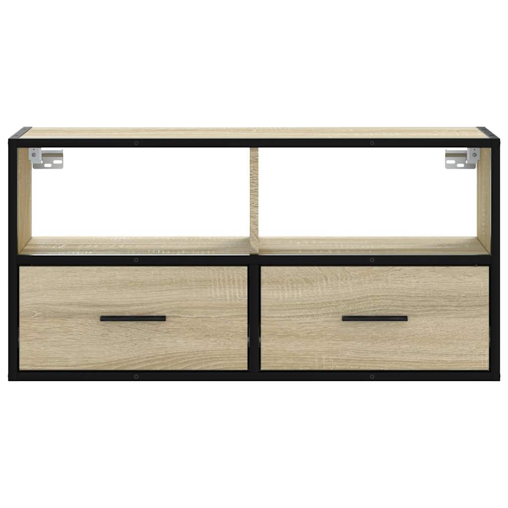 Mobile TV Rovere Sonoma 80x31x39,5 cm Legno Multistrato Metallo 848920
