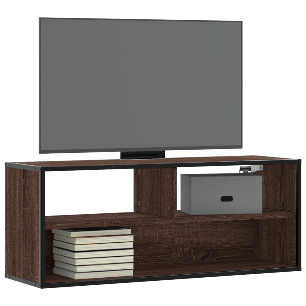 Mobile TV Rovere Marrone 100x31x39,5 cm in Truciolato e Metallo 848938