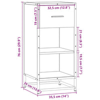 vidaXL Credenza Rovere Fumo 35,5x35x76 cm in Truciolato