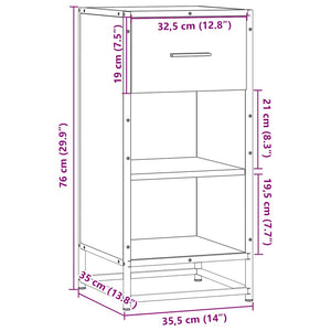 vidaXL Credenza Grigio Sonoma 35,5x35x76 cm in Truciolato e Metallo