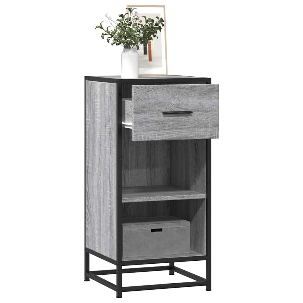 vidaXL Credenza Grigio Sonoma 35,5x35x76 cm in Truciolato e Metallo