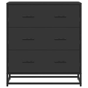 Credenza Rovere Nera 68x35x76 cm in Truciolato e Metallo 848969