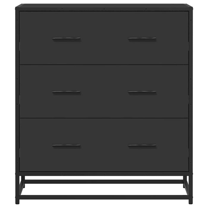 Credenza Rovere Nera 68x35x76 cm in Truciolato e Metallo 848969