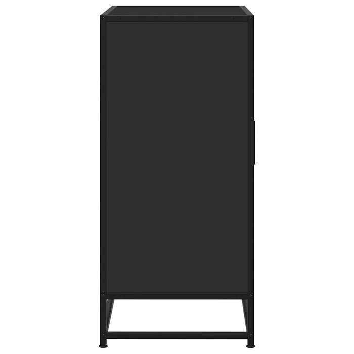 Credenza Rovere Nera 68x35x76 cm in Truciolato e Metallo 848969