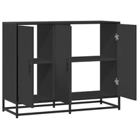 Credenza-Buffet-Armadio da cucina Nera 94x35x76 cm in Legno Multistrato