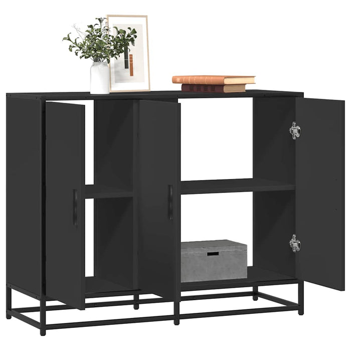 Credenza-Buffet-Armadio da cucina Nera 94x35x76 cm in Legno Multistrato