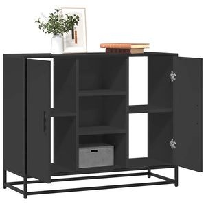 Credenza-Buffet-Armadio da cucina Nera 92x35x76 cm in Legno Multistrato 263970