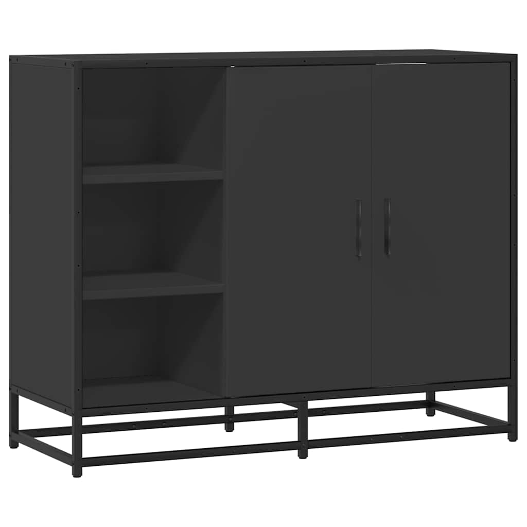 Credenza-Buffet-Armadio da cucina Nera 92x35x76 cm in Legno Multistrato 891498