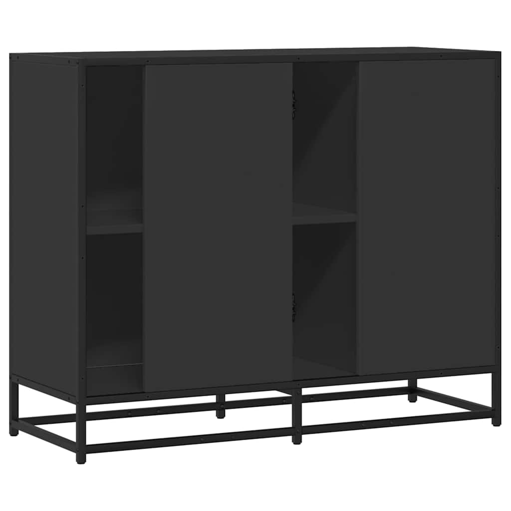 Credenza-Buffet-Armadio da cucina Nera 92x35x76 cm in Legno Multistrato 891498