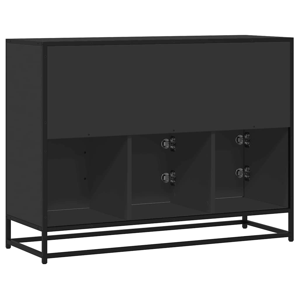 Credenza-Buffet-Armadio da cucina Nera 100x35x76 cm in Legno Multistrato