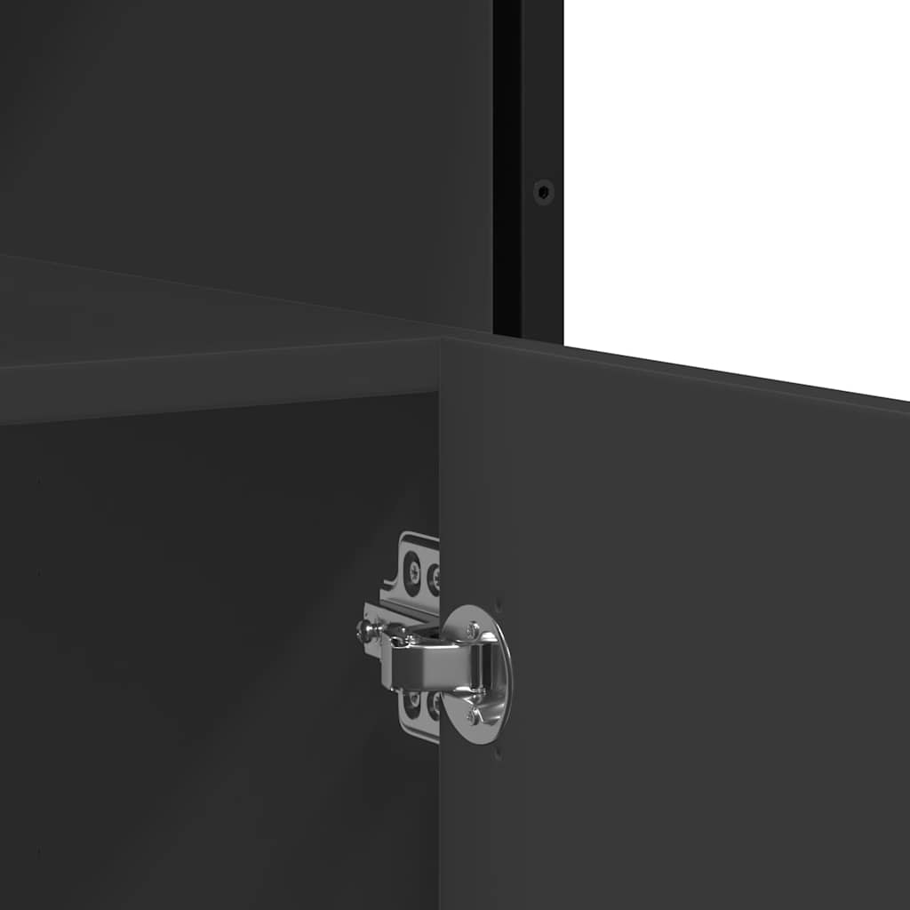 Credenza-Buffet-Armadio da cucina Nera 100x35x76 cm in Legno Multistrato