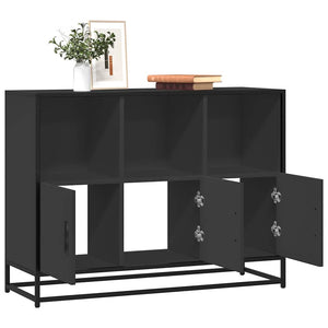Credenza-Buffet-Armadio da cucina Nera 100x35x76 cm in Legno Multistrato