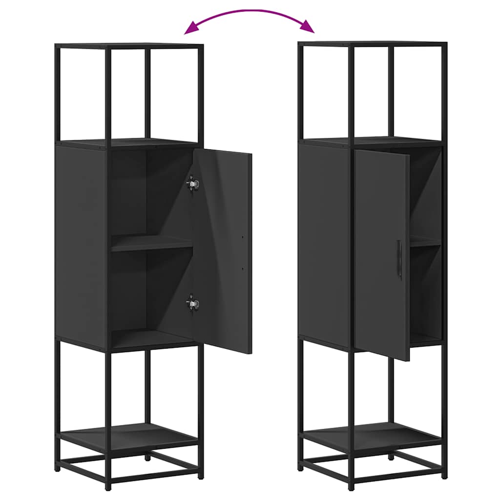 Credenza Nera 35,5x35x139 cm Legno Multistrato Metallo 849034