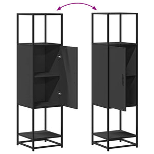 Credenza Nera 35,5x35x139 cm Legno Multistrato Metallo 849034