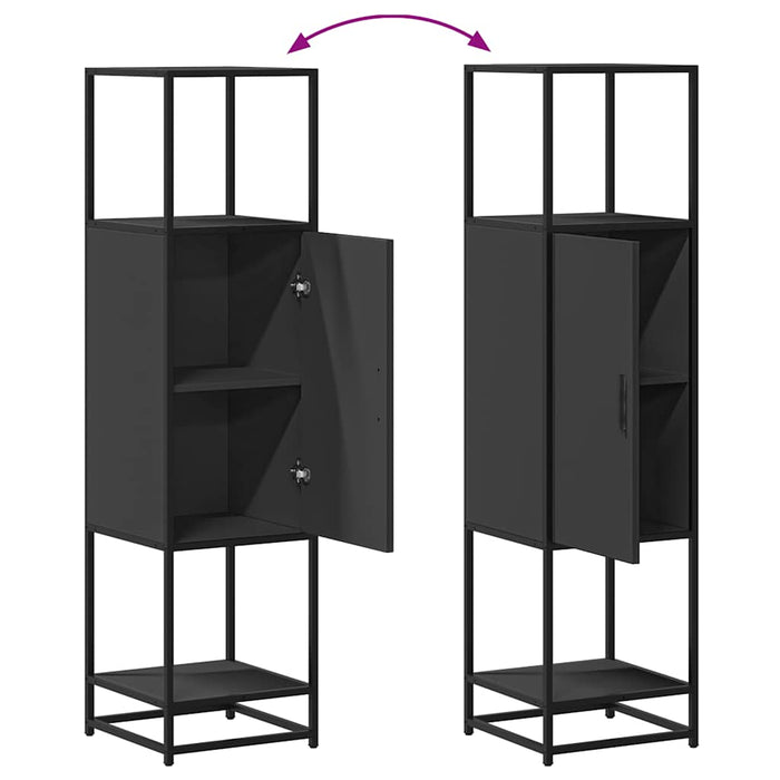 Credenza Nera 35,5x35x139 cm Legno Multistrato Metallo 849034