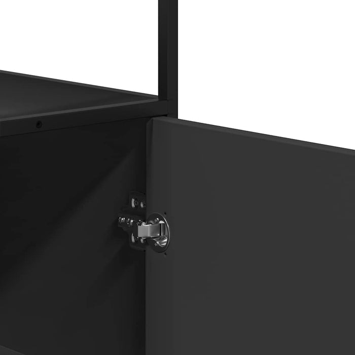 Credenza Nera 35,5x35x139 cm Legno Multistrato Metallo 849034