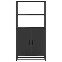 Credenza Nera 68x35x139 cm Legno Multistrato Metallo 849049