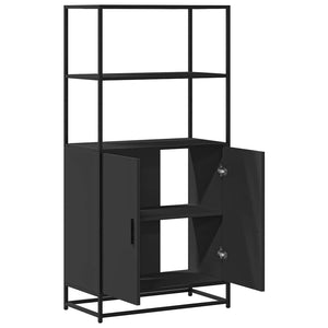 Credenza Nera 68x35x139 cm Legno Multistrato Metallo 849049