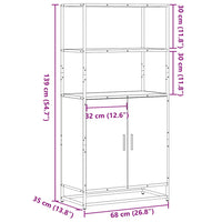 Credenza Nera 68x35x139 cm Legno Multistrato Metallo 849049